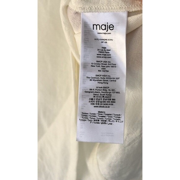 Maje Amour V-neck Draped Sleeve Top in Cream Women’s Size 1 Small Parisian - Picture 6 of 7